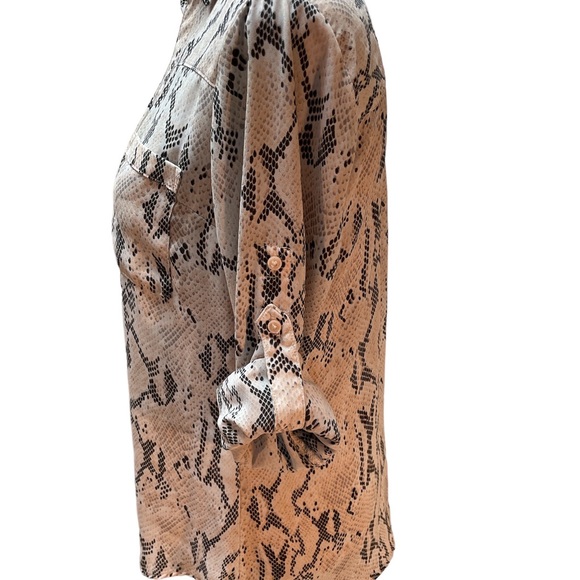Express The Portofino Shirt Pink, Brown & White Snakeskin Button Down Shirt XS - Picture 3 of 14